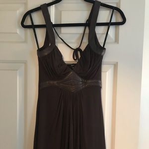 SKY Brown Leather Trim Mini Dress